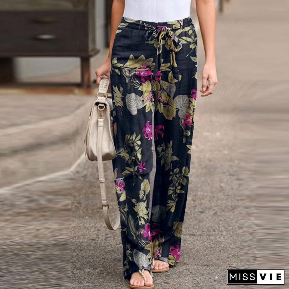 Women's Fashionable New Printed Cotton and Linen Casual and Comfortable Pants