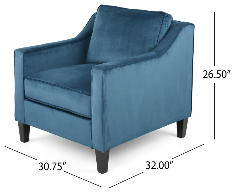 Contemporary Accent Chair  Comfortable Velvet Seat With Piping Details   Contemporary   Armchairs And Accent Chairs   by Declusia  Houzz