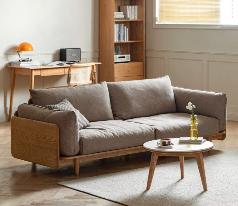 oak Solid Wood Leather Sofa  fabric   Midcentury   Sofas   by GVAwood  Houzz