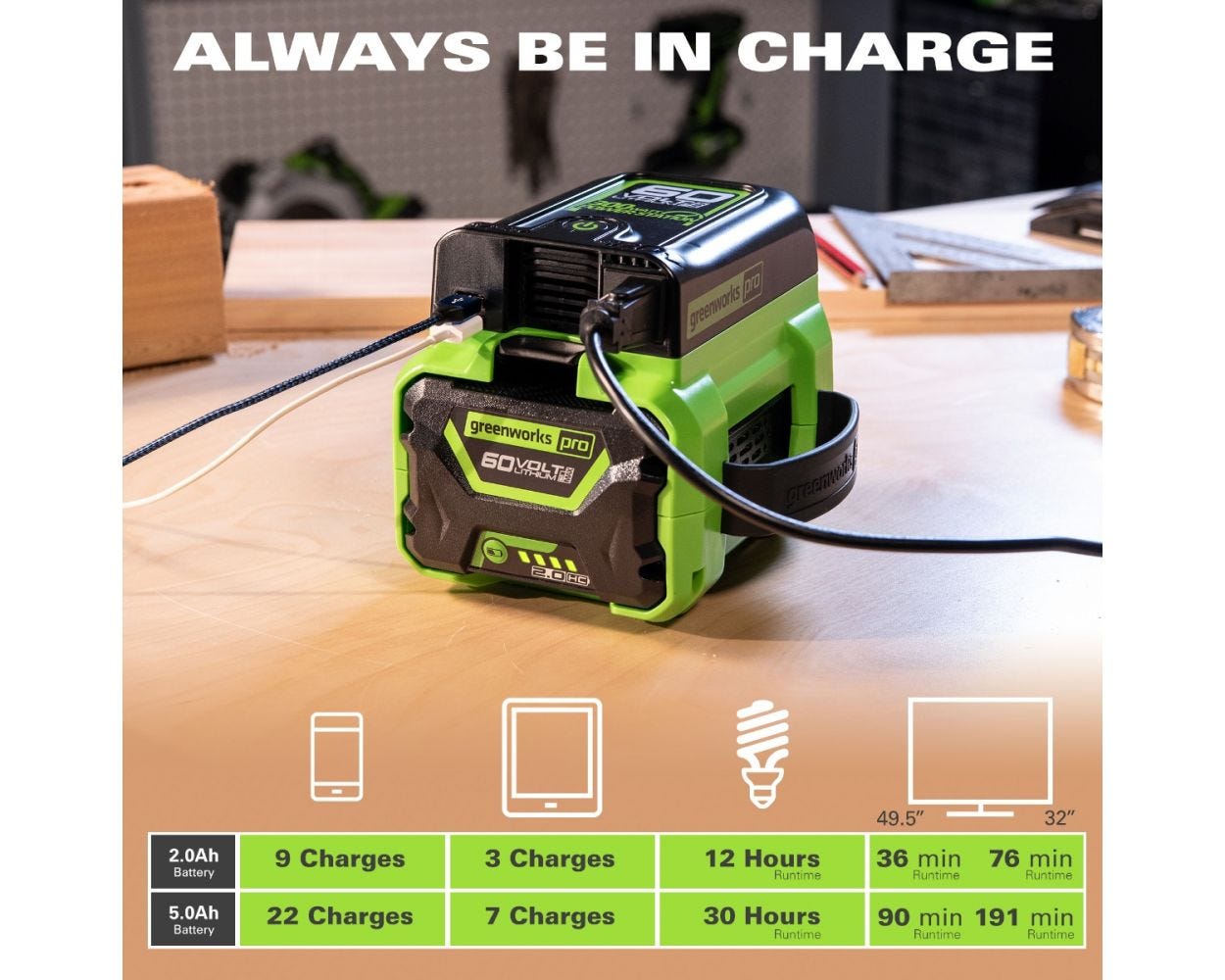 60V 300 Watt Power Inverter | Greenworks Tools