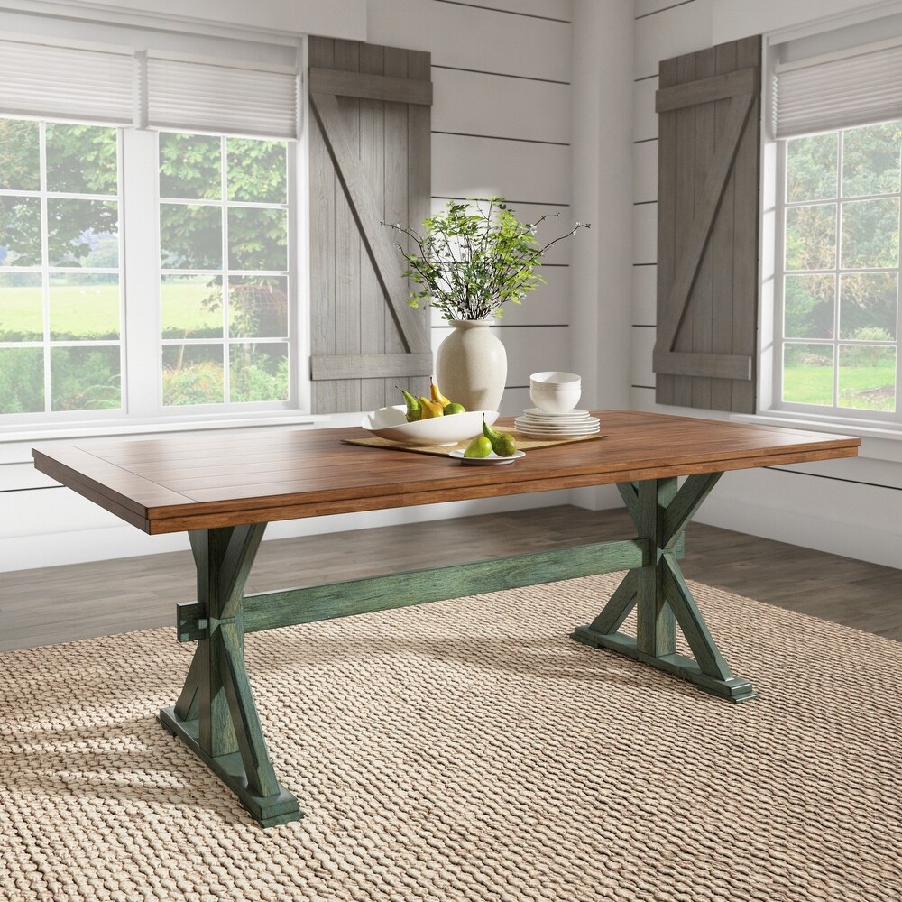 Eleanor 78 inch Oak Dining Table with X base by iNSPIRE Q Classic