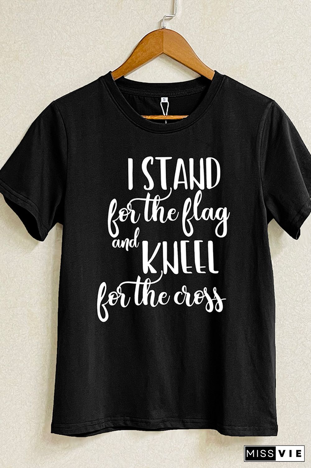 I Stand for the Flag and Kneel for the Cross Over Fear Short Sleeve Graphic Tee Wholesale