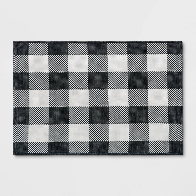 2 x27 x3 x27 Washable Reversible Scatter Indoor outdoor Accent Rug Black white