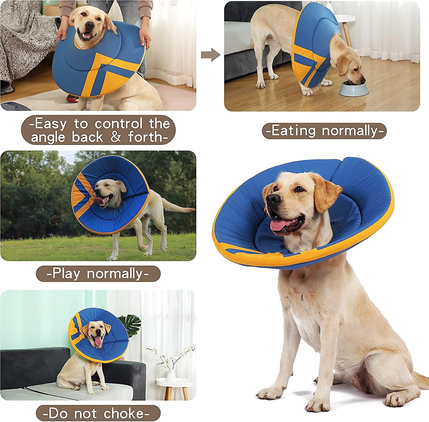 Dog Cone， Adjustable Dog Cones For Large Dogs After Surgery Cone Of Shame Dog Recovery Collar Large Dog Donut Cone， Perfect For Wound Healing， Licking