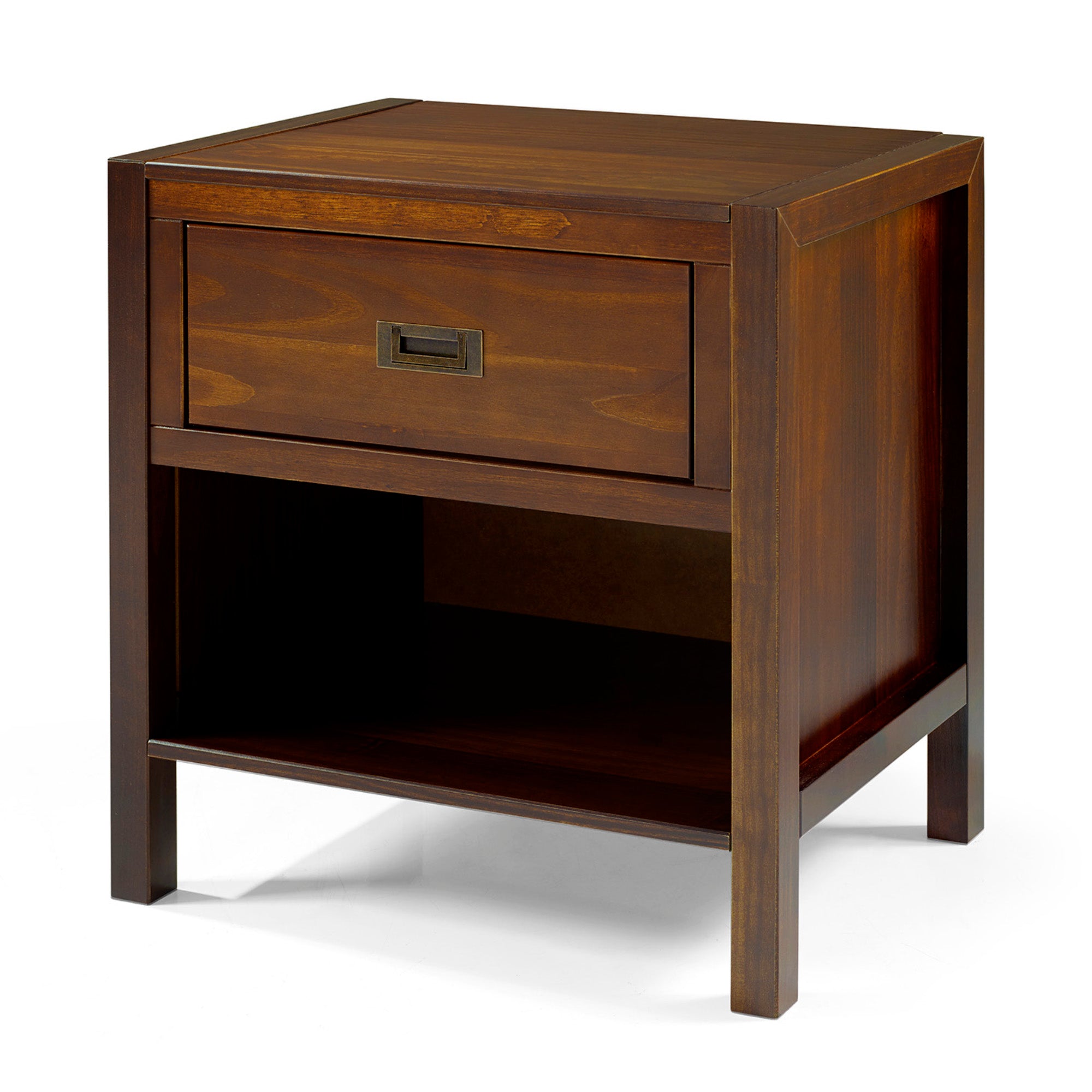 Annabelle One Drawer Open Storage Walnut Nightstand by Chateau Lyon