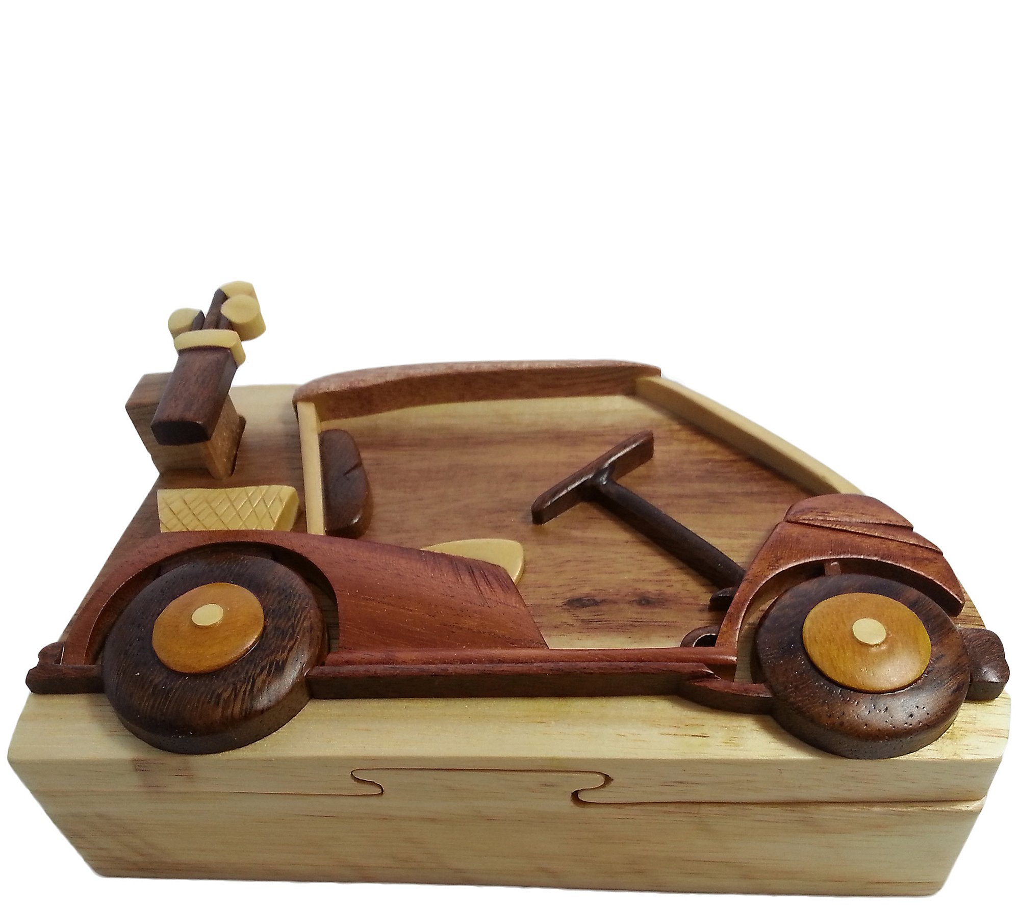 Carver Dan's Golf Cart Puzzle Box with Magnet Closures