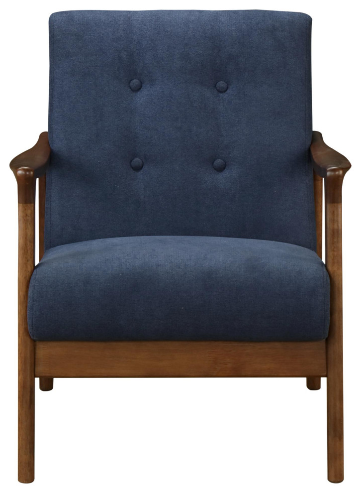 Brysen Arm Chair Dark Walnut Frame  Studio Dark Blue   Midcentury   Armchairs And Accent Chairs   by Virgil Stanis Design  Houzz