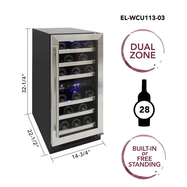 28-Bottle Dual-Zone Wine Cooler