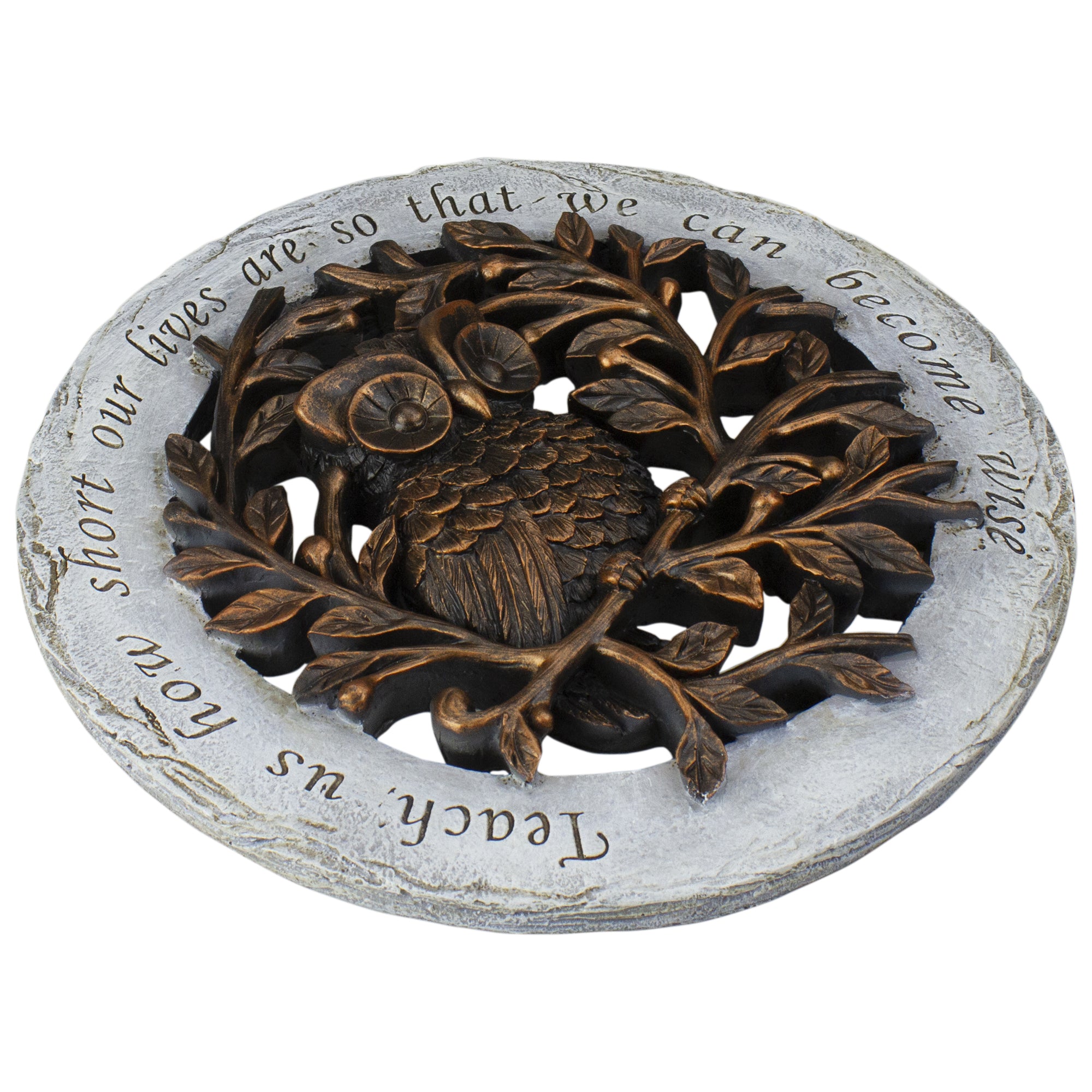 Roman 12" Round Wise Owl Outdoor Garden Stepping Stone - Bronze/Gray