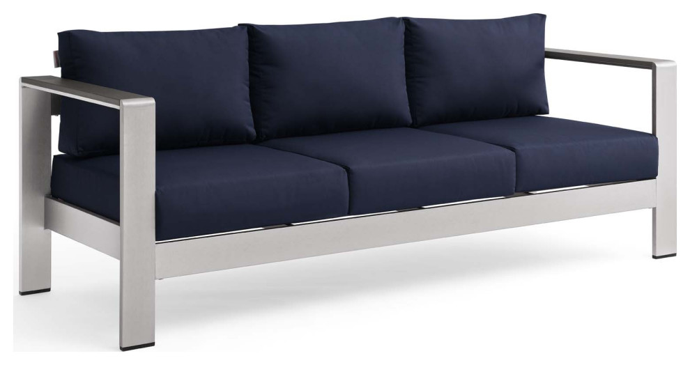 Shore Outdoor Patio Aluminum Sofa   Contemporary   Outdoor Sofas   by Modway  Houzz