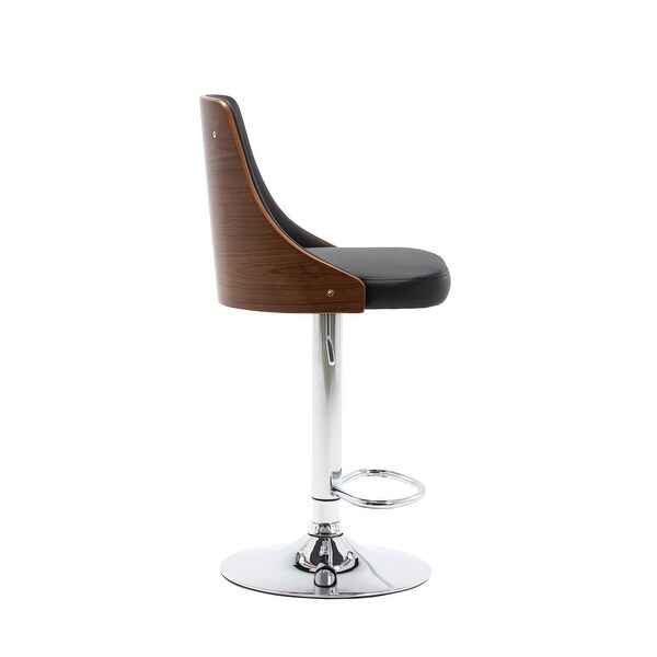 Porthos Home Trey Bar Stool， PU Leather， Chrome Base