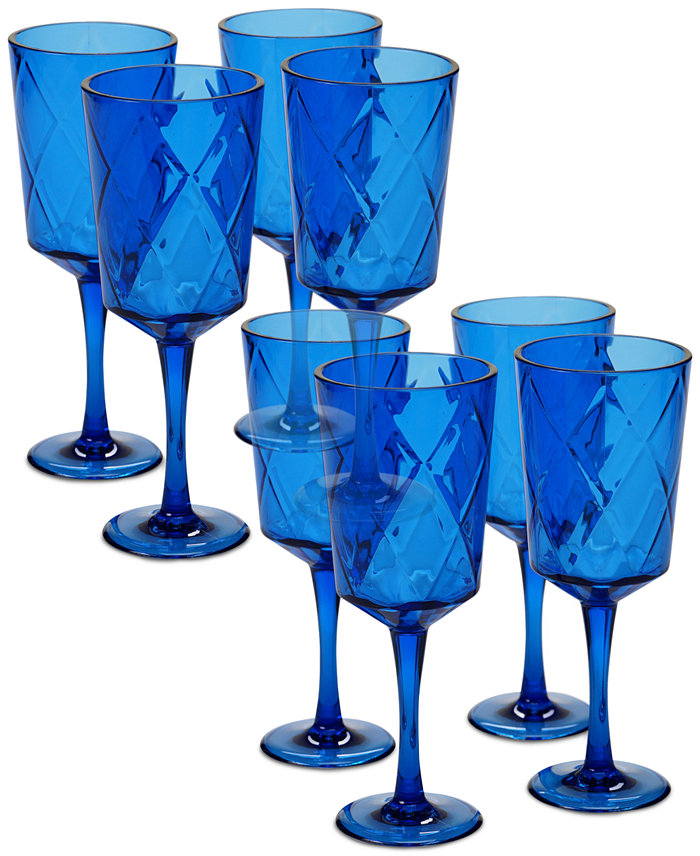 Certified International Cobalt Blue Diamond Acrylic 8-Pc. All-Purpose Goblet Set