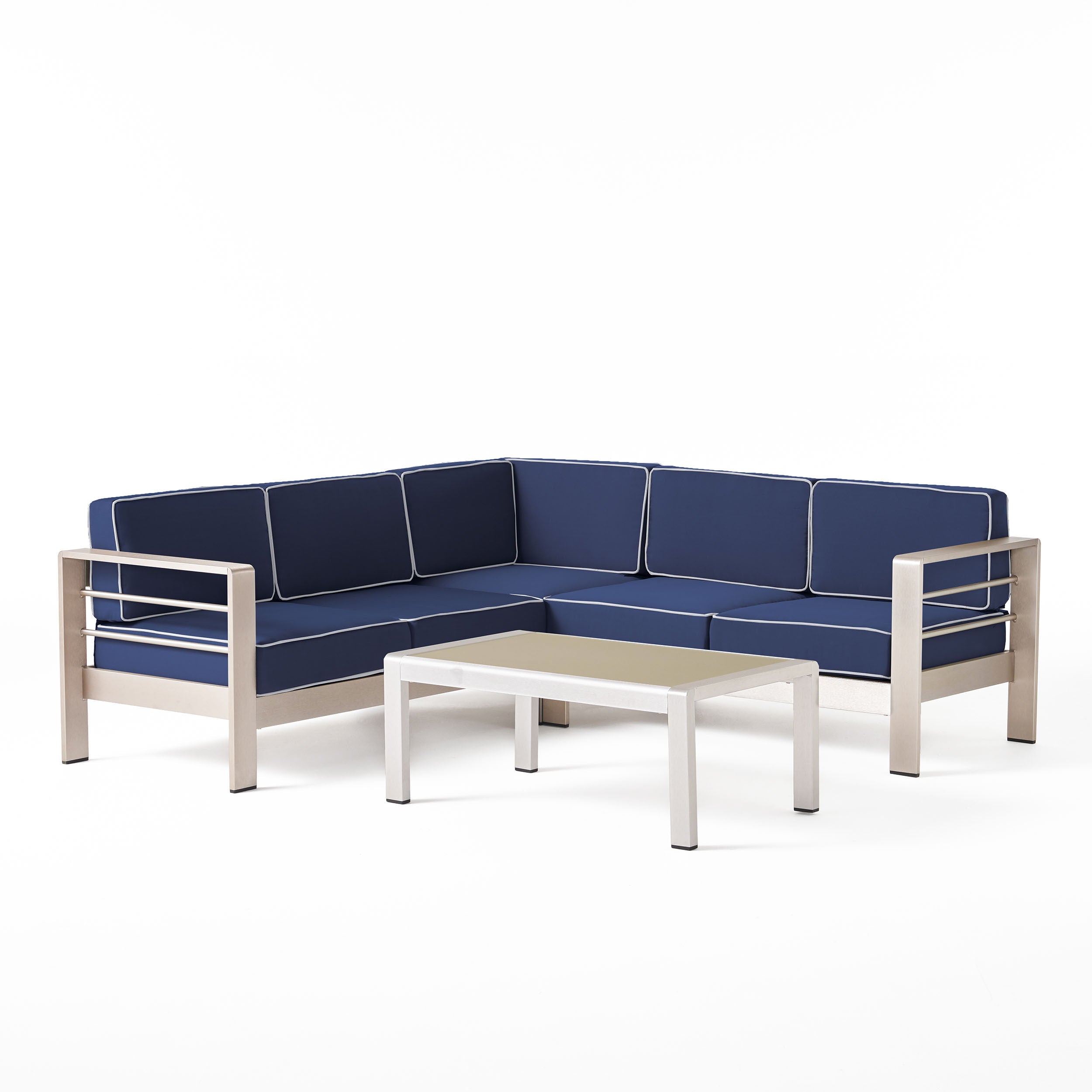 Edward Coral Outdoor Aluminum 5 Seater Sectional Sofa Set