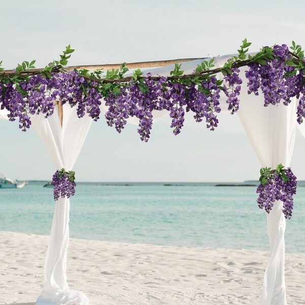 Silk Wisteria Garland 5 Foot with 12 Hanging Flowers.