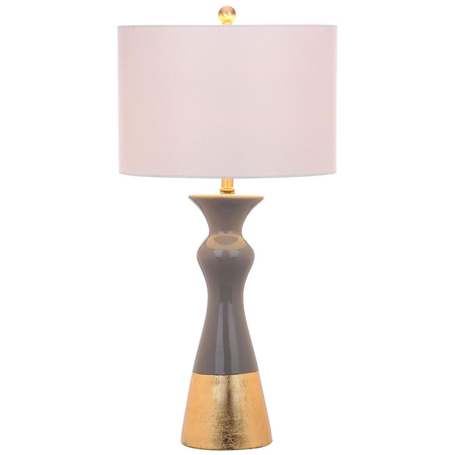 Safavieh Iris 30.5 in. H Mid-Century Table Lamp， Grey/Gold， Set of 2