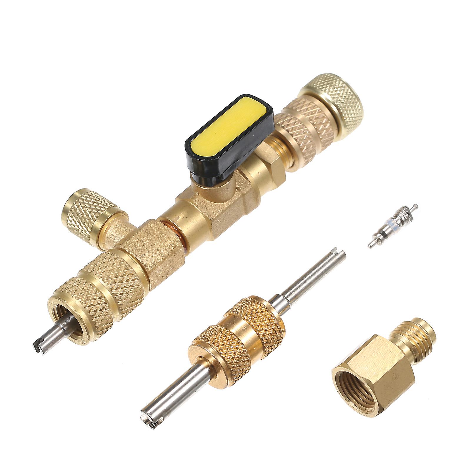 Gold Valve Core Remover Installer Tool With Dual Size Sae 1/4 and 5/16 Port Compatible With R22 R12 R407 R410 R404 R32 R600 A/c