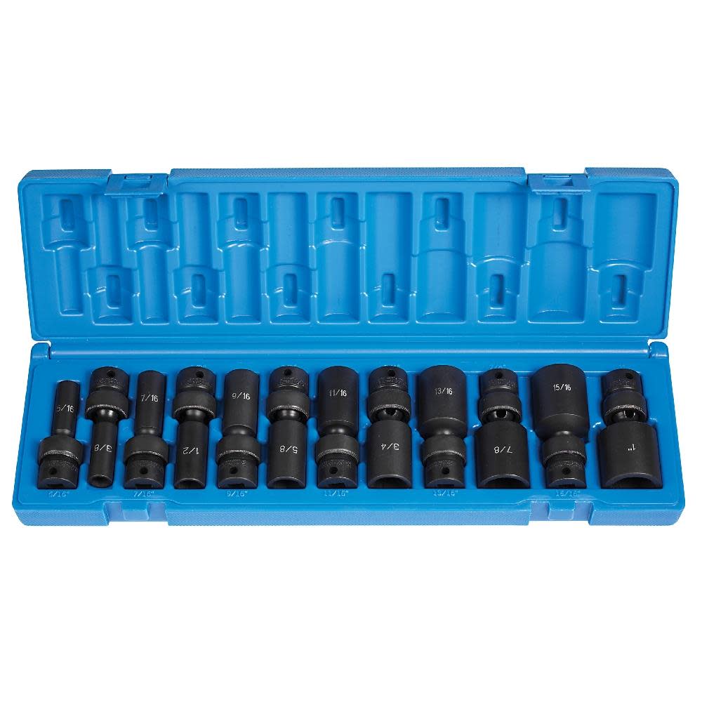 3/8 Drive 12 Piece Semi-Deep SAE Universal Set