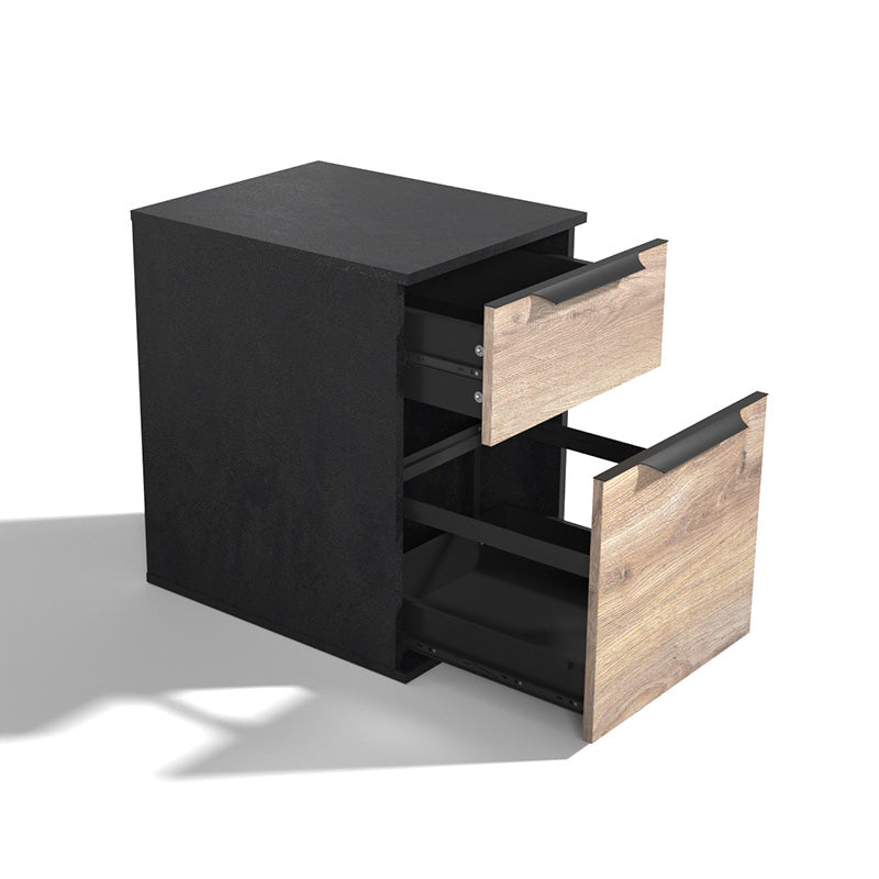 TRIBECA 2 Drawer Filing Cabinet - Warm Oak & Black