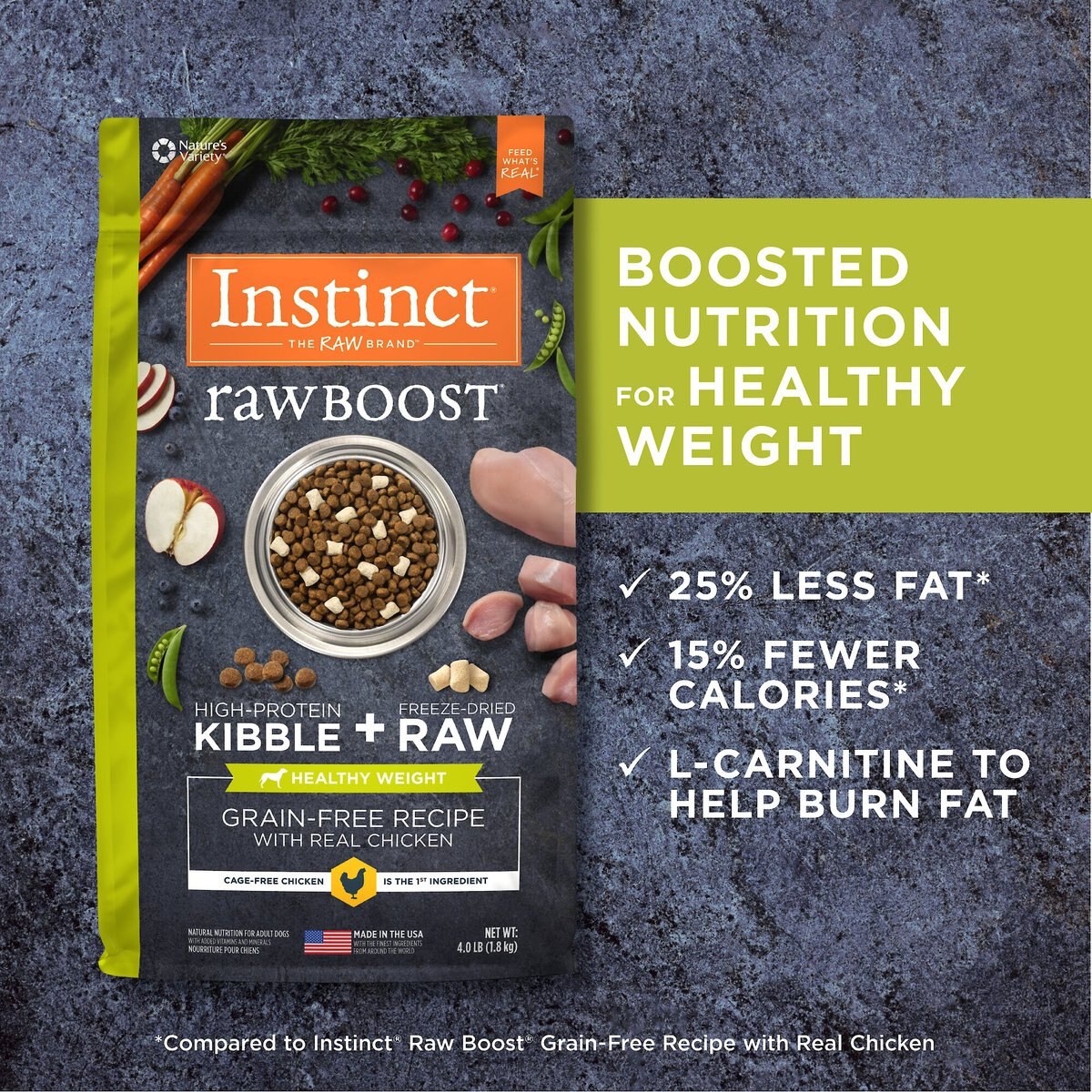 Instinct Raw Boost Healthy Weight Grain-Free Chicken and Freeze-Dried Raw Pieces Recipe Dry Dog Food