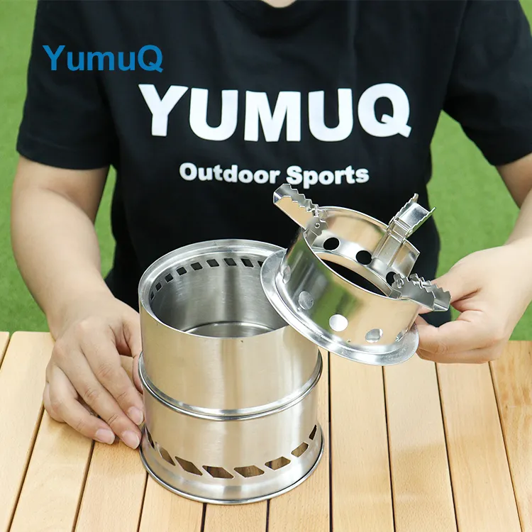 YumuQ 20.5cm Stainless Steel Hot Selling Foldable Portable Wood Burning Camping Stove For Outdoor Picnic Hiking