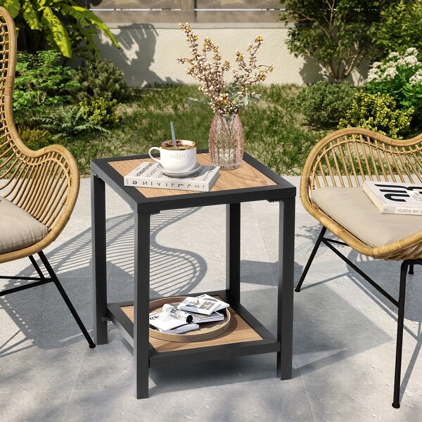 Outdoor Patio 2Tier Small Square Side Table