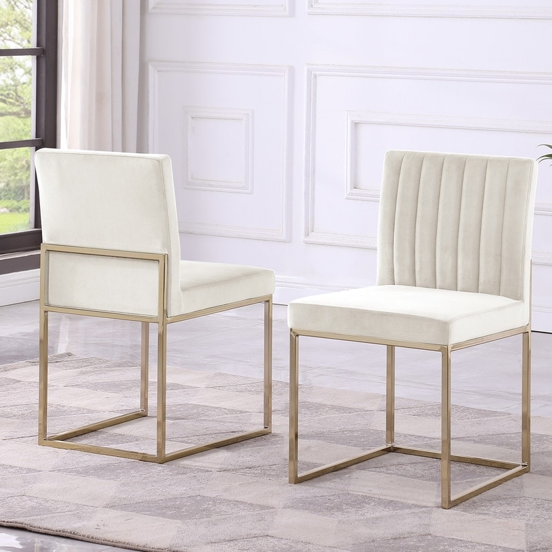 Best Master Furniture Emilio Gold Velvet Dining Chairs (Set of 2)