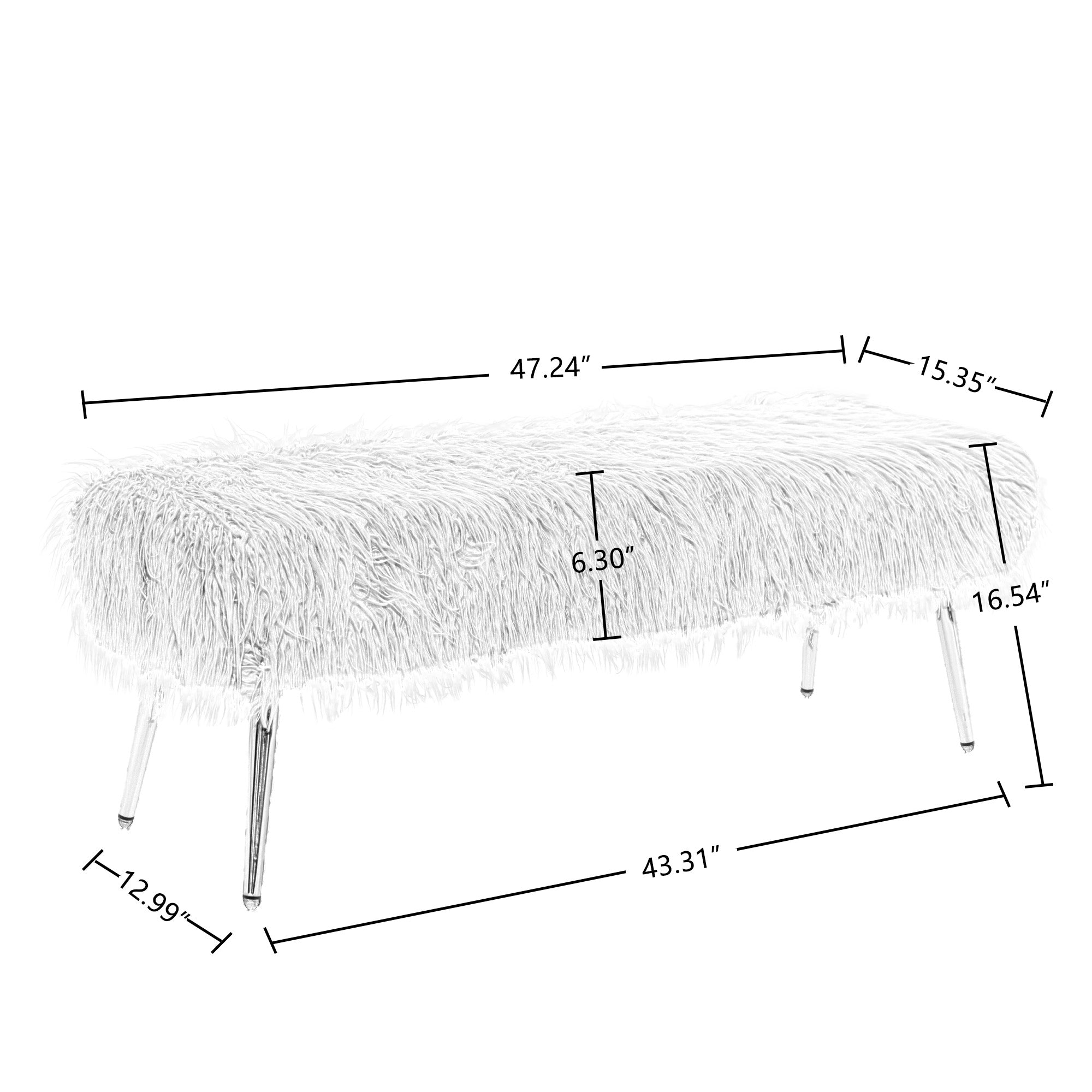 Gardenry Faux Fur Plush Bench, Modern Fluffy Upholstered Bench for Entryway Dining Room Living Room Bedroom, Pink