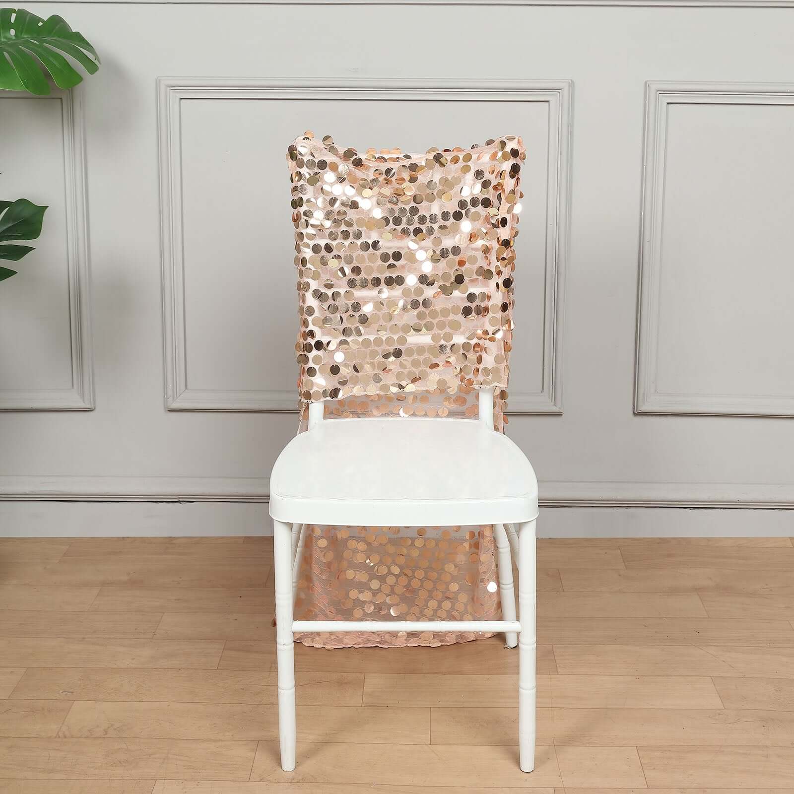 Rose Gold Big Payette Sequin Chiavari Chair Slipcover