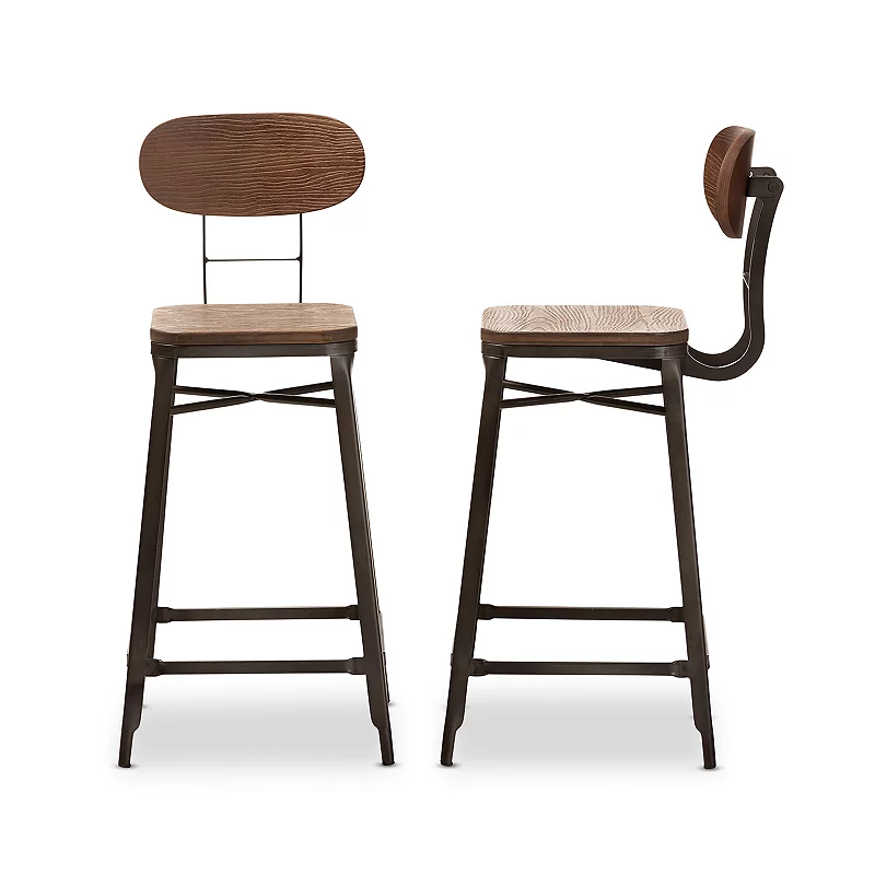 Baxton Studio Varek Rust Bar Stool 2-piece Set