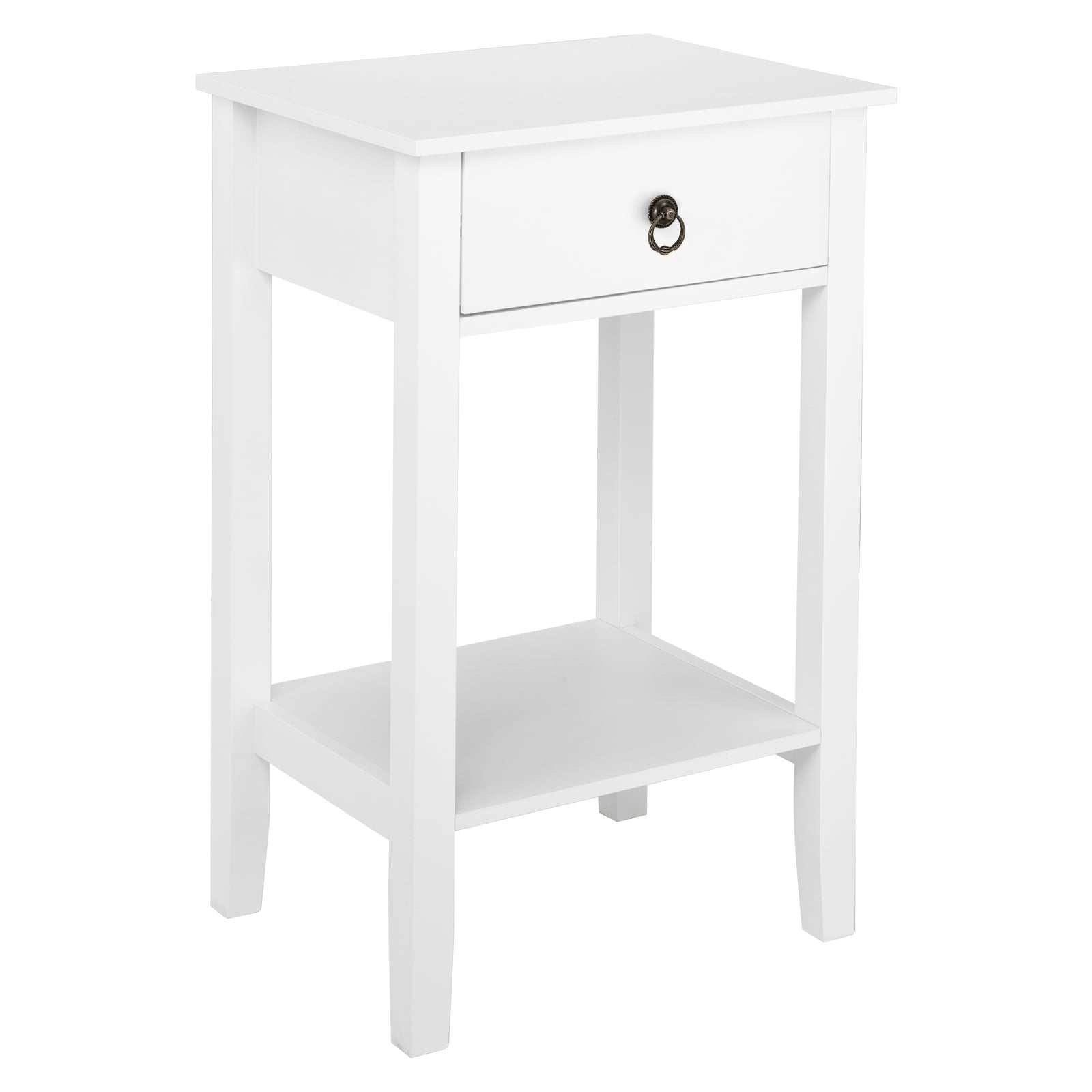 UBesGoo Night Stand Storage Bedside Table with Drawers Cabinet Multi Function Shelf Modern Fashion Design White