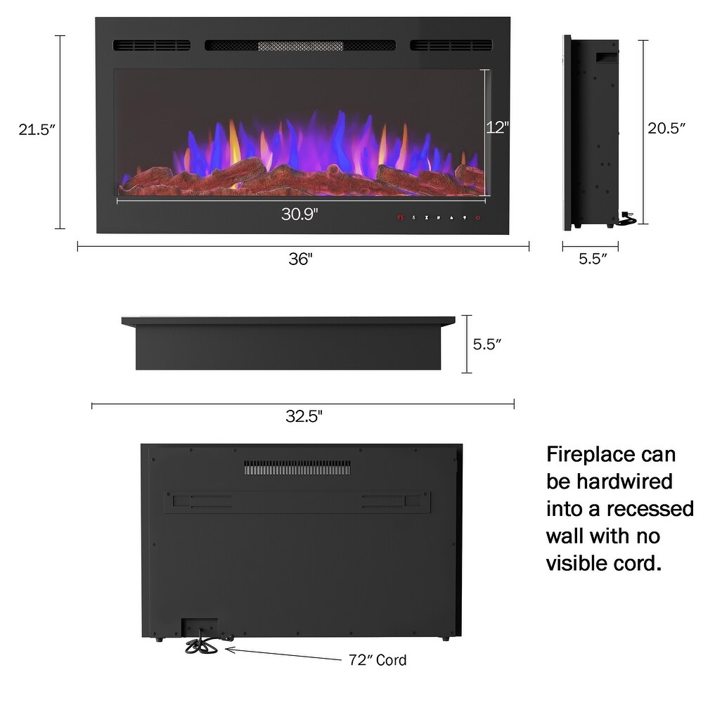 Hastings Home 36 Inch Electric Fireplace Wall Mount   36\