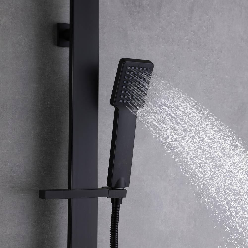 Nestfair 1-Spray Wall Bar Shower Kit with Hand Shower with Thermostatic Shower System in Matte Black KPS85001B