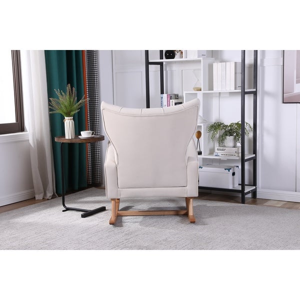 Velvet Tufted Rocking Chair High Back Accent Chair Padded Upholstered Arm Chair， Livingroom Single Sofa Lounge Chair Armchair