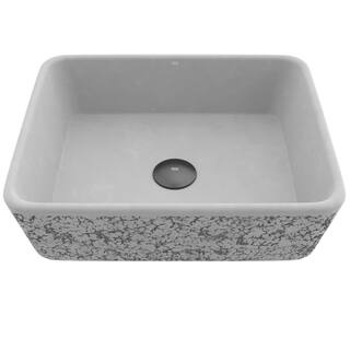 VIGO Cast Stone Zinnia Concrete Rectangular Vessel Bathroom Sink in Ash Gray VG04052