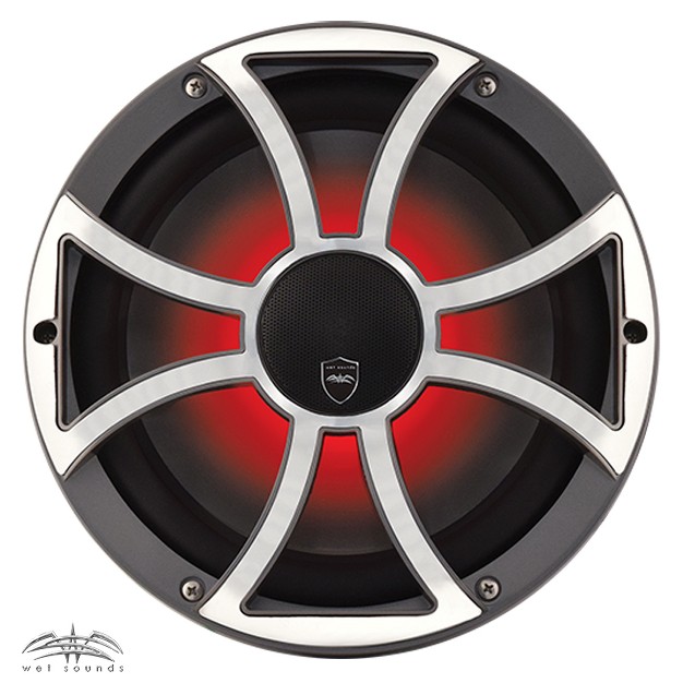 Wet Sounds Revo 10cx Xs g ss Gunmetal amp Stainless Xs Grill 10 Inch Marine High Performance Led Coaxial Speakers pair