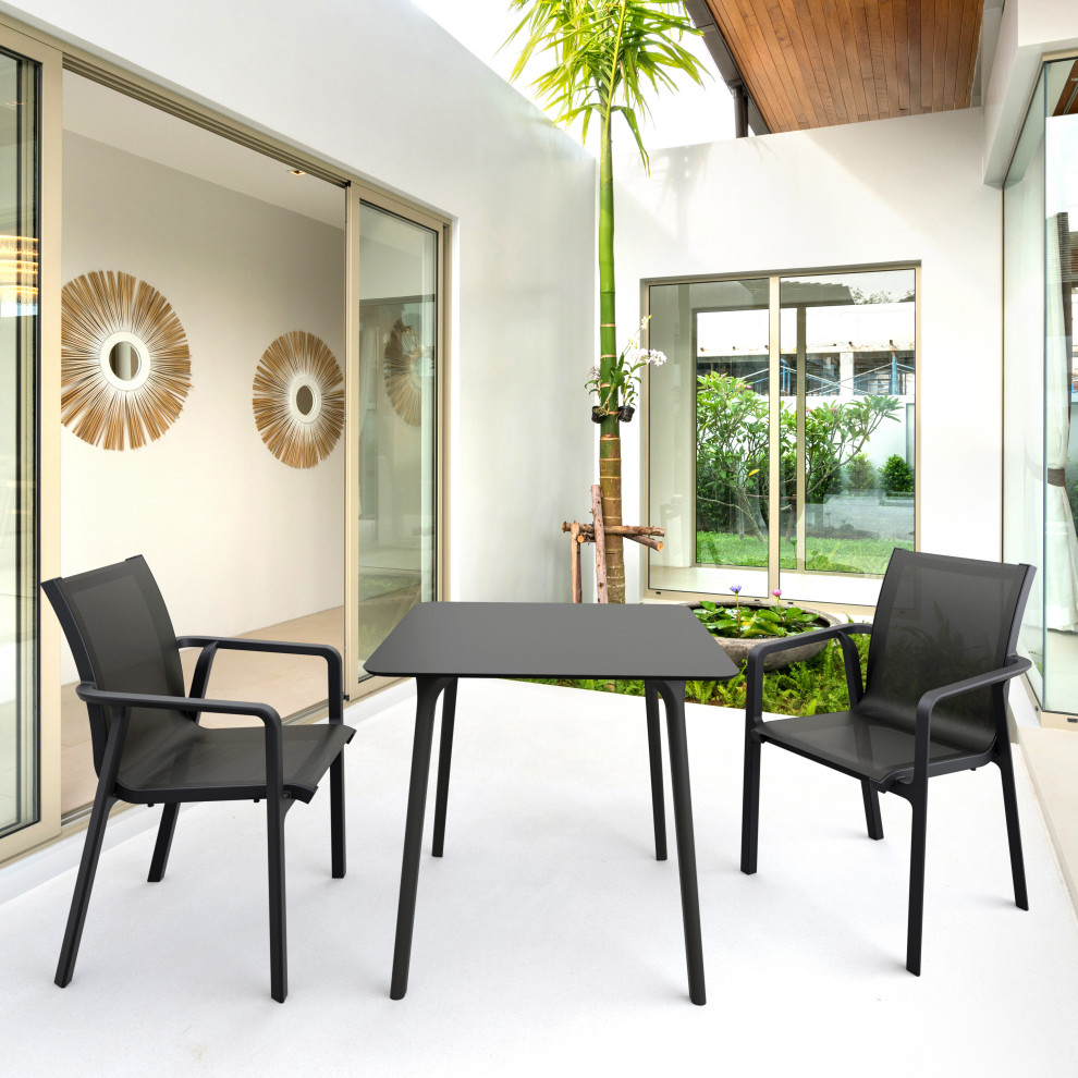 Maya Square Table 31 inch Black   Midcentury   Outdoor Dining Tables   by Compamia  Houzz