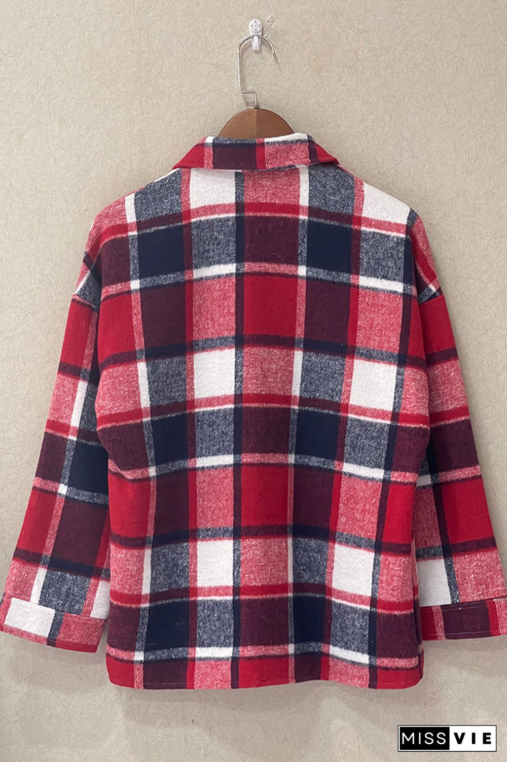 Plaid Shirts Long Sleeve Flannel Lapel Button Down Pocketed Shacket Jacket Coats