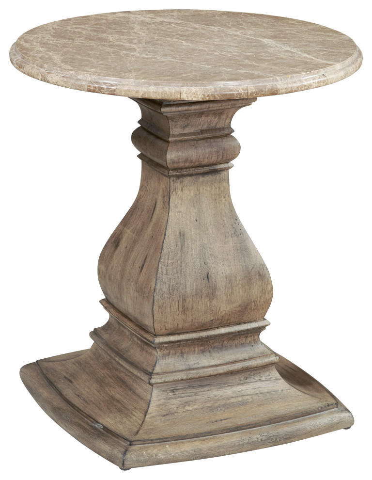 Pulaski Garrison Cove Stone Top Round Side Table in Honey Brown Finish   French Country   Side Tables And End Tables   by Pulaski Furniture  Houzz