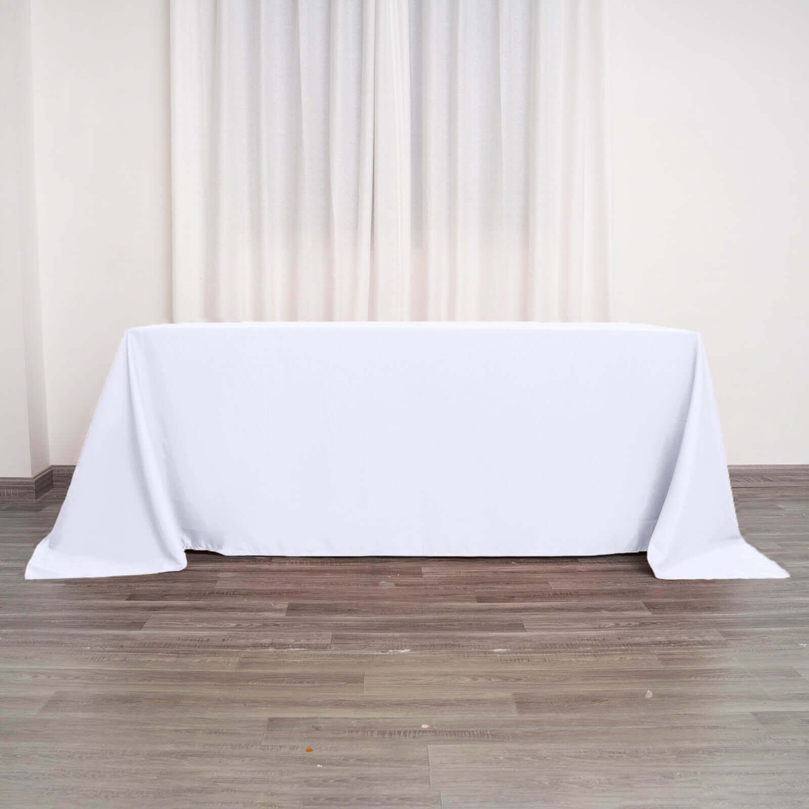 White Seamless Polyester Rectangular Tablecloth 90