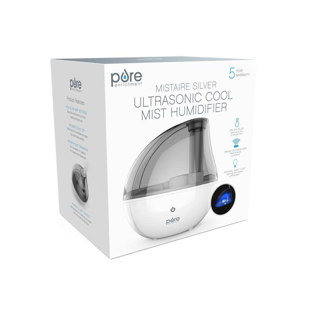 Pure Enrichment Ultrasonic Cool Mist Humidifier with Optional Night Light for the Bedrooms Offices and More Home PEHUMSIL