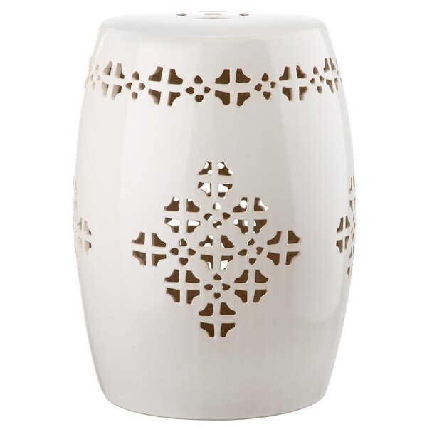 SAFAVIEH Quatrefoil Cream Ceramic Decorative Garden Stool