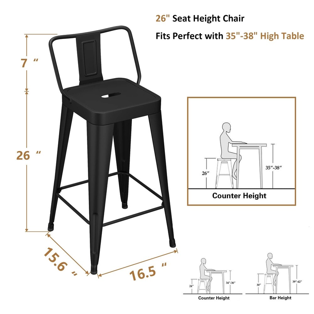 Counter height stools Set of 4  outdoor bar stools Low Back   26inch