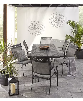 Agio Vintage II Outdoor Cast Aluminum 7-Pc. Dining Set (72 x 38 Table and 6 Sling Dining Chairs)