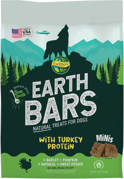 Earthborn Holistic EarthBars Minis with Turkey Protein Natural Dog Biscuit Treats， 2-lb bag