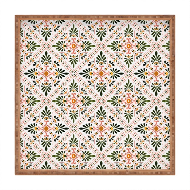 Marta Barragan Camarasa Andalusian Mosaic Pattern I Square Bamboo Tray Deny Designs