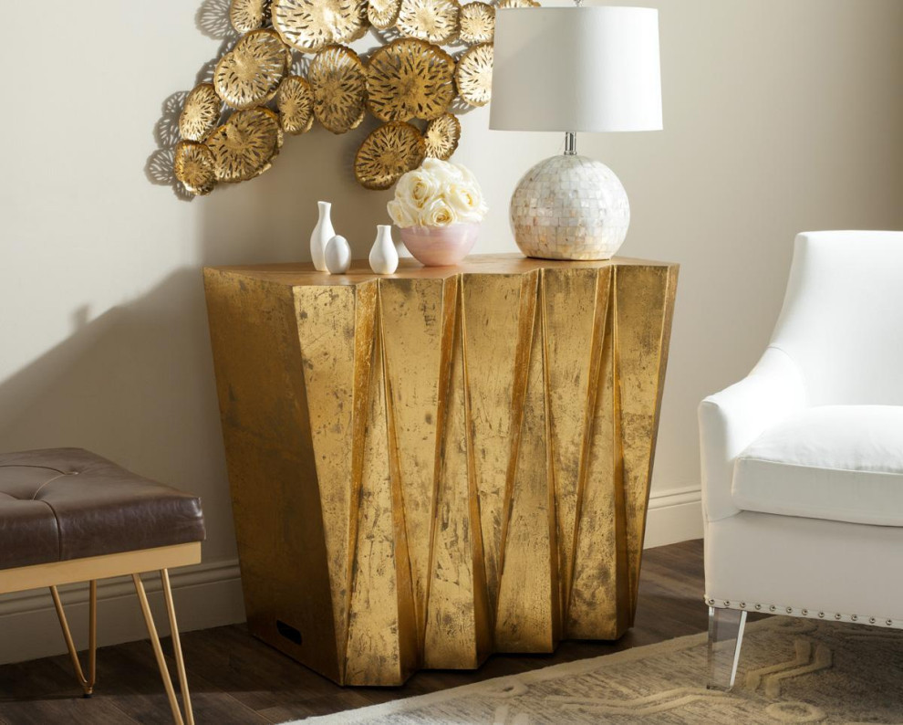 Lea Hex Console  Gold   Contemporary   Console Tables   by Rustic Home Furniture Deco  Houzz