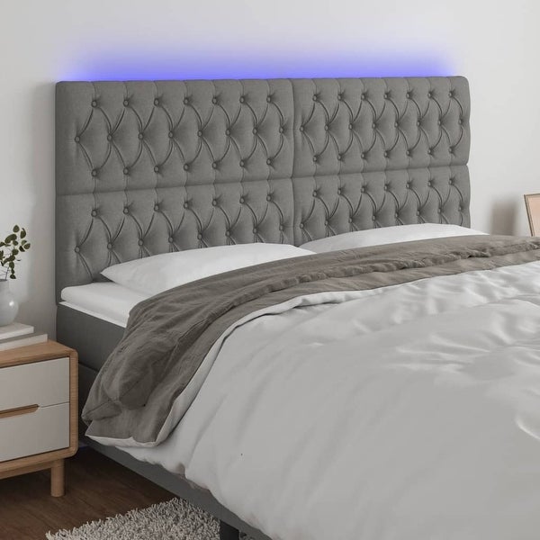 vidaXL LED Headboard Dark/Light Gray Fabric - - 37421103