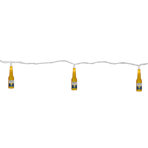 Northlight 10 count Clear Corona Extra Beer Bottle Patio Light Set 9ft White Wire