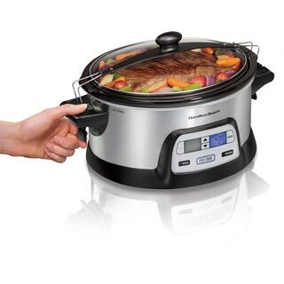 Hamilton Beach FlexCook 6 Qt. Silver Programmable Slow Cooker with Temperature Controls 33861