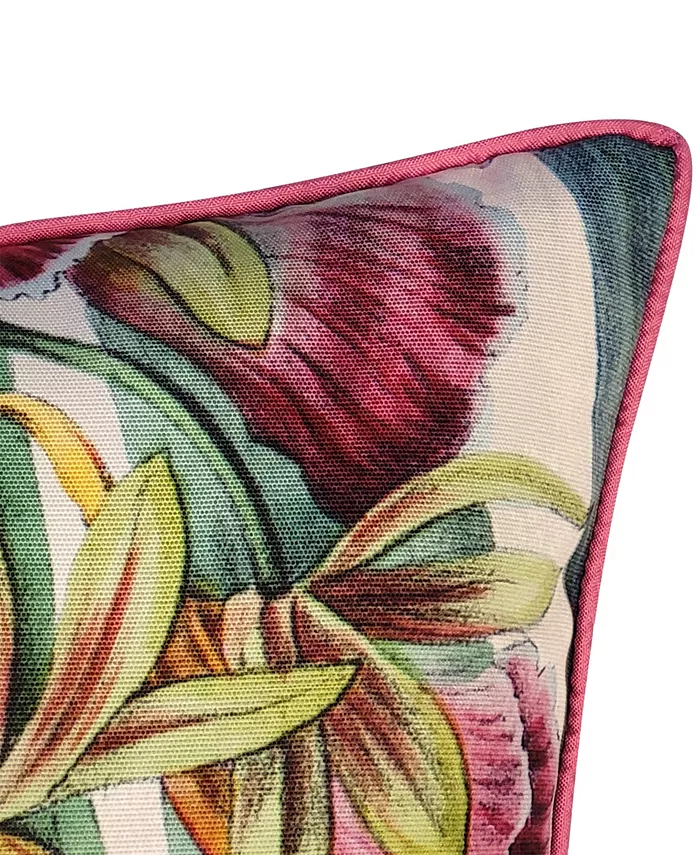 Edie@Home NYBG Indoor， Outdoor Pretty Orchids Print Decorative Pillow， 20